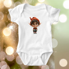 Body Para Bebé Bodysuit de bebé Elfo de Navidad con niña escuchan