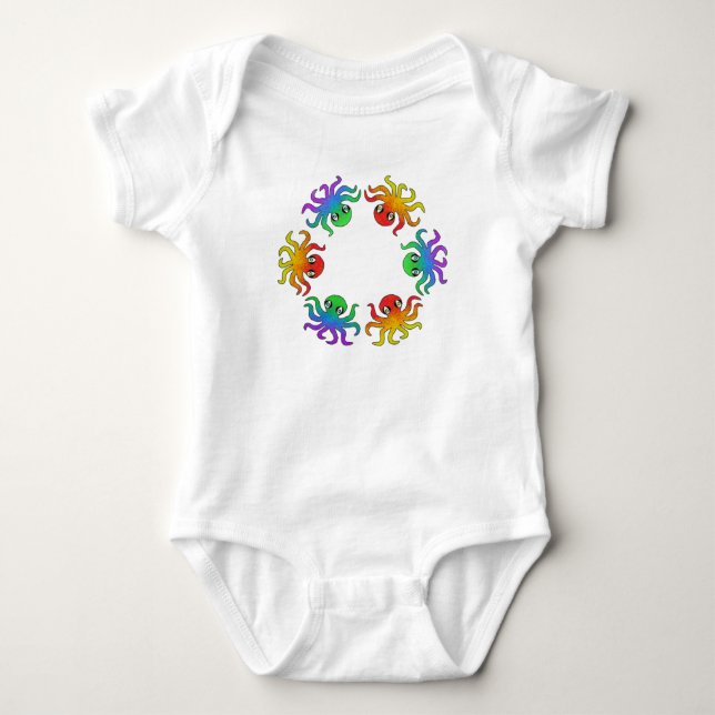Body Para Bebé Bodysuit de bebé - Pulpo Gradiente (blanco) (Anverso)