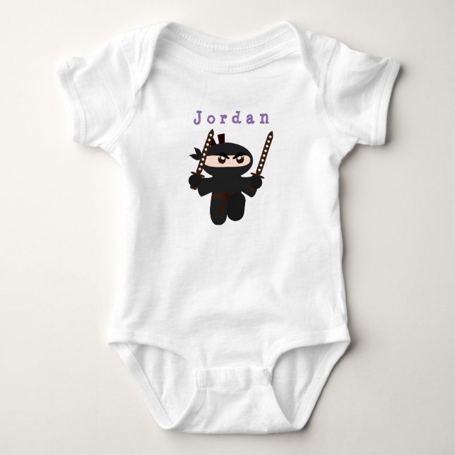 Body Para Bebé bodysuit divertido , ninja 01 . traje de bebé (Anverso)