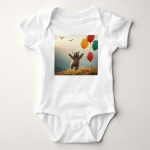 Body Para Bebé Bodysuit Oso bebé feliz volando con globos