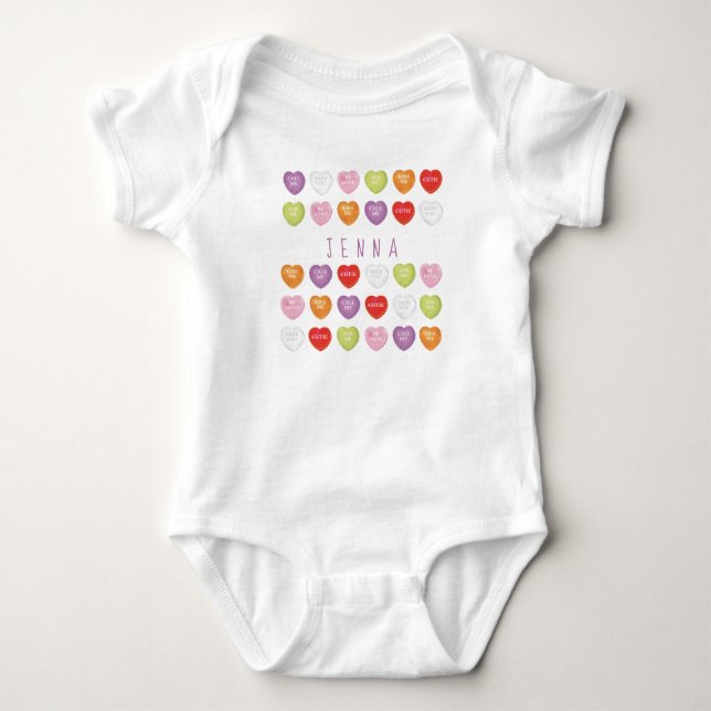 Body Para Bebé Bodysuit personalizado de corazones de conversació (Anverso)