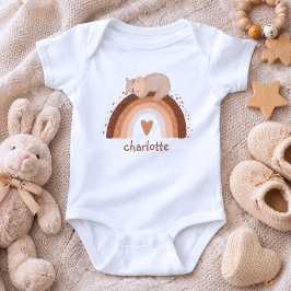 Body Para Bebé Boho Arcoíris con Monograma de Hipopótamo 