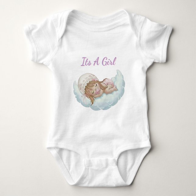 Body Para Bebé Boho floral cloud sleeping baby girl (Anverso)