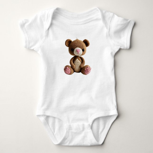 Body Para Bebé Boho Nursery Crochet Bear Art (Anverso)