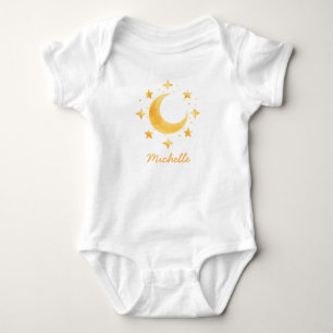 Body Para Bebé Boho personalizado de acuarela Luna y Estrellas – 