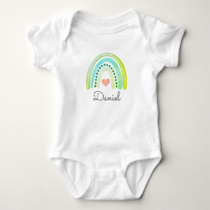 Body Para Bebé Boho personalizado: Nacimiento arcoiris Nombra Pas