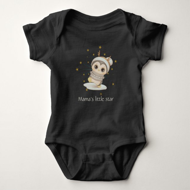 Body Para Bebé Boho Pingüino De Invierno Con Estrellas Y Niños Be (Anverso)