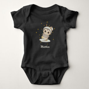 Body Para Bebé Boho Pingüino De Invierno Con Estrellas Y Nombrar 