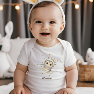Body Para Bebé Boho Pingüino De Invierno Con Estrellas Y Nombre