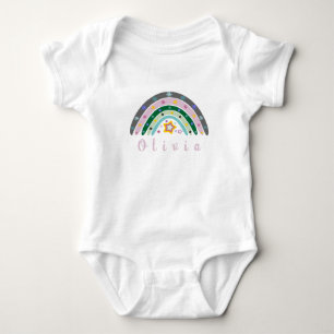 Body Para Bebé Boho Rainbow de Moda con Nombre Personalizado 