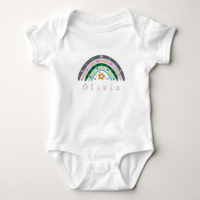 Body Para Bebé Boho Rainbow de Moda con Nombre Personalizado  (Anverso)