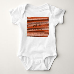 Body Para Bebé Boho rústico marrón añadir nombre letra año fecha 