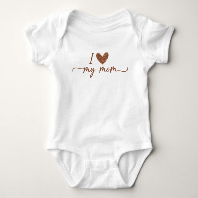 Body Para Bebé Boho Terracotta Brown & Beige Dots "I Love My Mom" (Anverso)