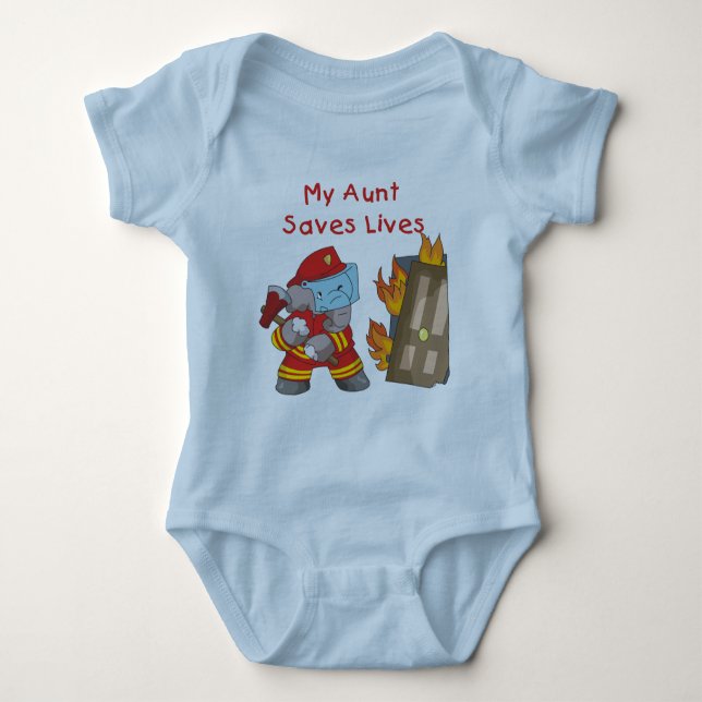 Body Para Bebé Bombero mi tía Saves Lives Tshirts y regalos (Anverso)