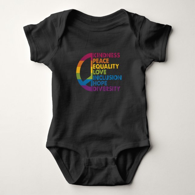 Body Para Bebé Bondad Paz Igualdad Amor Inclusión Esperanza Diver (Anverso)