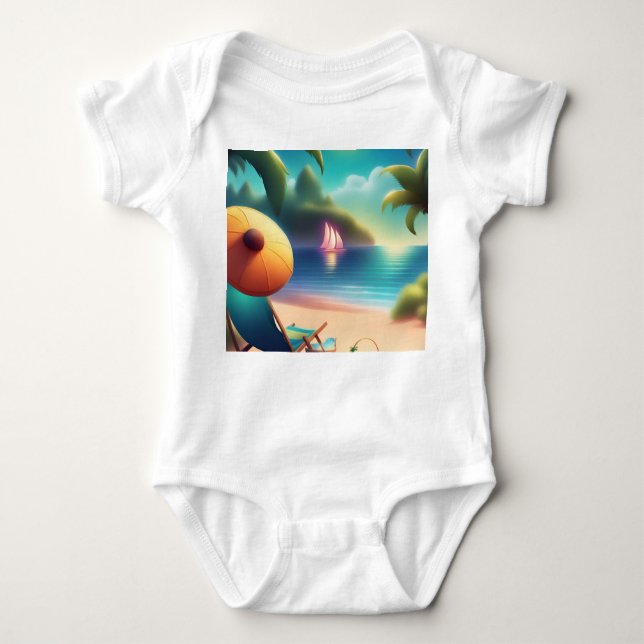 Body Para Bebé bonita playa (Anverso)