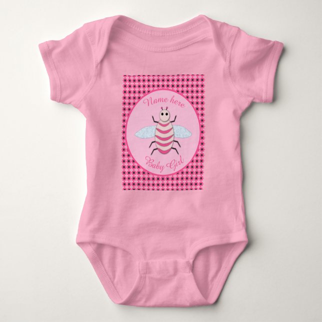 Body Para Bebé Bonito Bebé Rosa Bee Personalizado (Anverso)