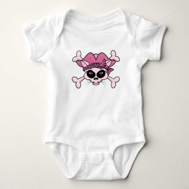 Body Para Bebé Bonito Pirate Kitty Skull (Anverso)