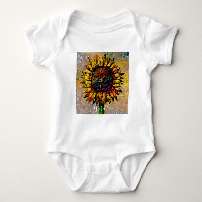 Body Para Bebé Bonito Resumen Pintura de girasol (Anverso)