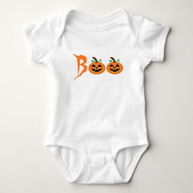 Body Para Bebé ¡BOO! Camiseta de calabaza de Halloween (Anverso)