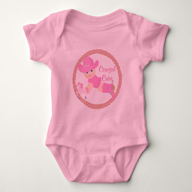 Body Para Bebé Boots y caballos de Gorra rosa bebé niña de vaca (Anverso)