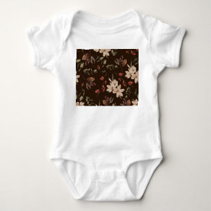 Body Para Bebé Borde floral bohemio: Patrón acuarela sin mar