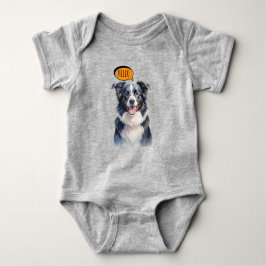 Body Para Bebé Border Collie Alegre en Acuarela