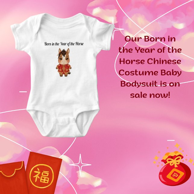 Body Para Bebé Born in the Year of the Horse Chinese Costume (Subido por el creador)