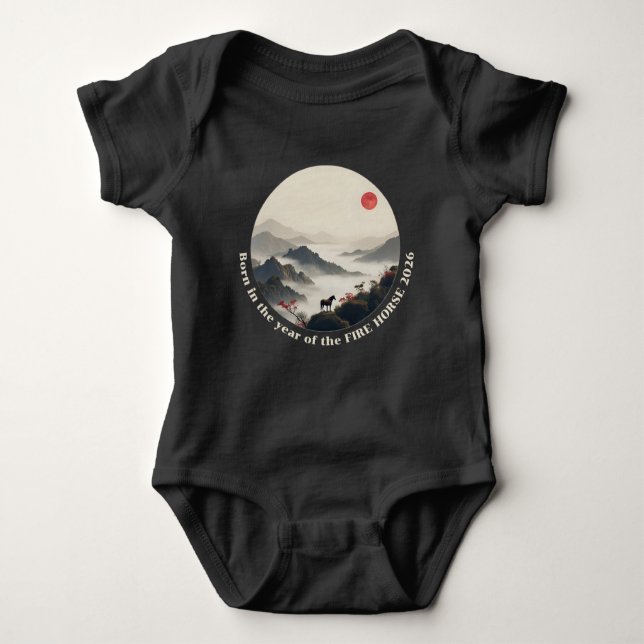 Body Para Bebé Born in Year of the Horse 2026 Chinese Mountain  (Anverso)