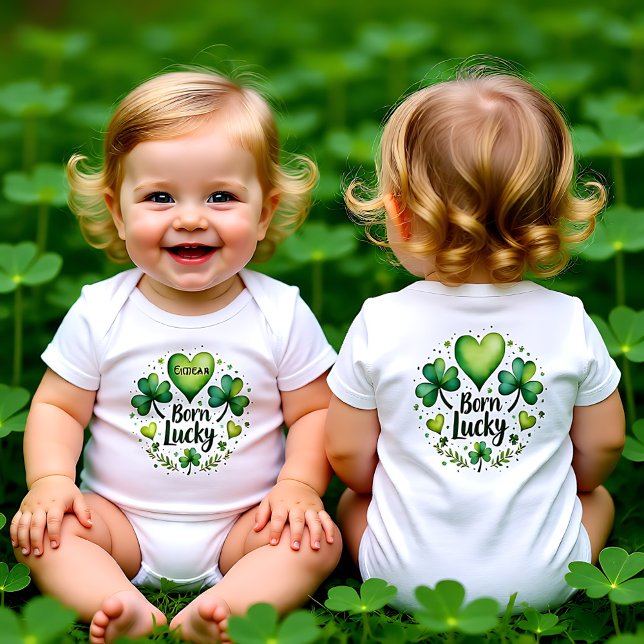 Body Para Bebé Born Lucky for Clover-Covered Cuties (Born Lucky for Clover-Covered Cuties Baby Bodysuit)