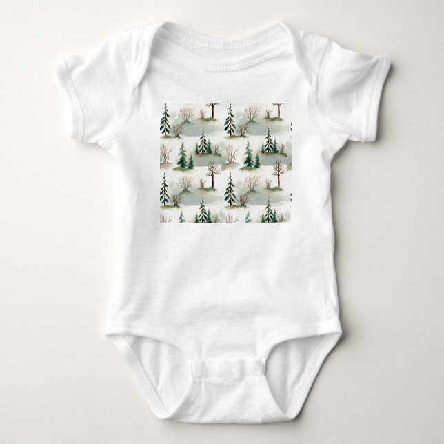 Body Para Bebé Bosque de Invierno: desenfoque verde de mano (Anverso)