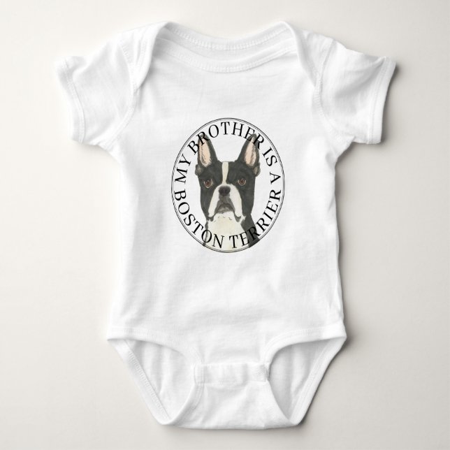 Body Para Bebé Boston Terrier Hermano Mayor (Anverso)