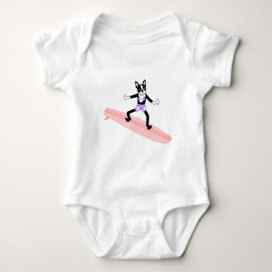 Body Para Bebé Boston Terrier Surfer Chica