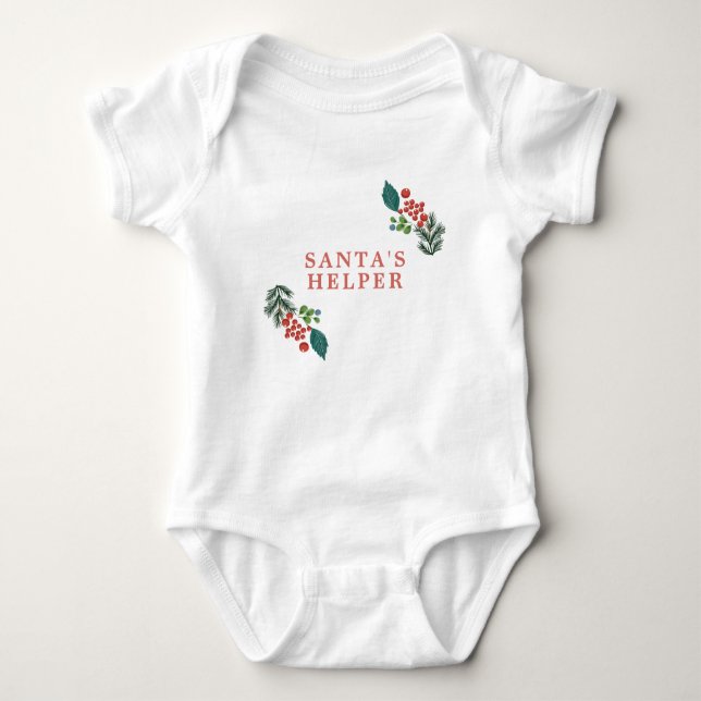 Body Para Bebé Botanical Santa's Helper Holiday Christmas (Anverso)