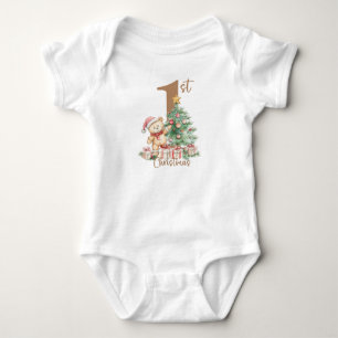 Body Para Bebé Botánico Acuarela de Navidad Elegante