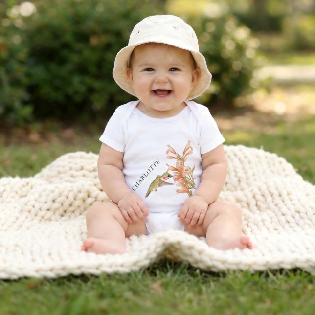 Body Para Bebé Botánico de flores silvestres personalizado de col (Personalized Little Pollinators Sweet Nectar Baby Bodysuit)