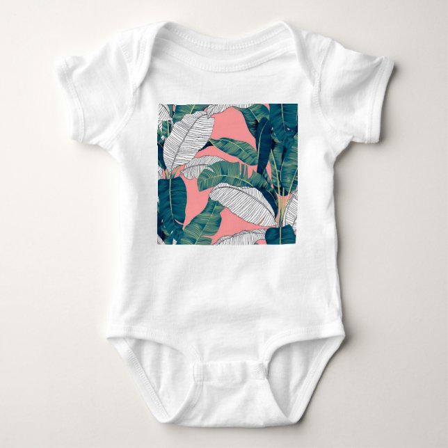 Body Para Bebé Botánico de plátano: Brillante Red Seamless (Anverso)