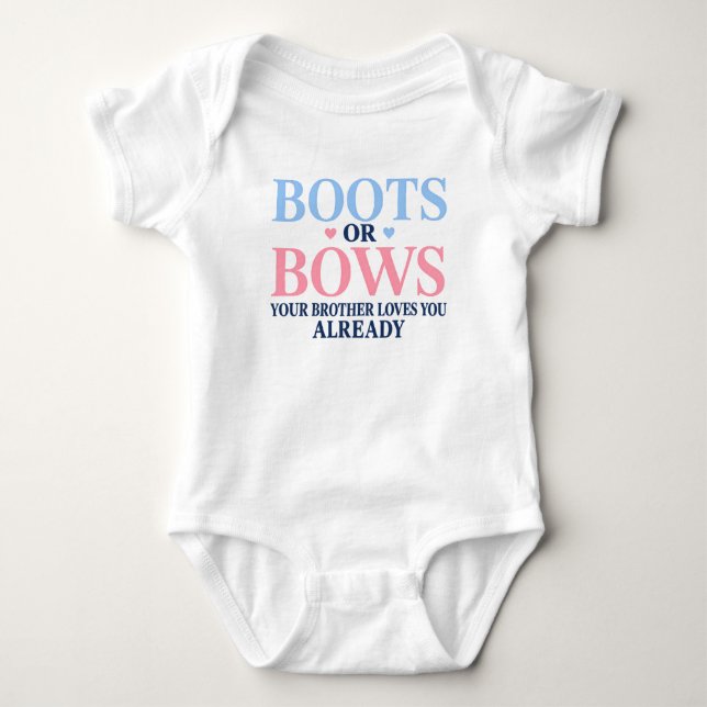 Body Para Bebé Botas o Lazos El Género Que Tu Hermano Ama (Anverso)