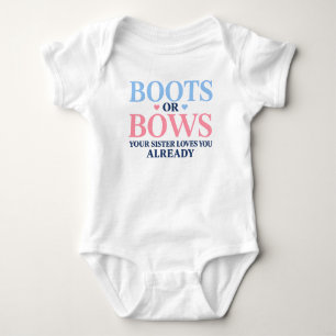 Body Para Bebé Botas o Lazos Género a tu hermana le gustas