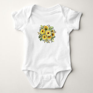 Body Para Bebé Bouquet amarillo acuarela: Amor margarita