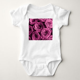 Body Para Bebé Bouquet de rosas morados, flores de fondo floral