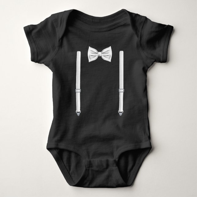 Body Para Bebé Bow Tie Con Suspendedores - Bowtie Para Bodas (Anverso)