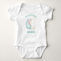 Boy Bunny & Blue Egg Primer nombre personalizado d