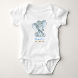Body Para Bebé Boy Elephant Blue Bodysuit Fiesta de cumpleaños