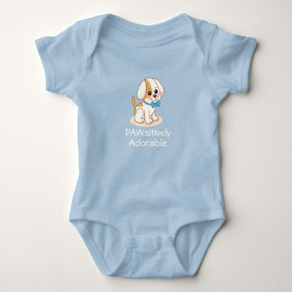 Body Para Bebé Boy Puppy Dog with Blue Bow Tie Bodysuit