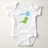 Boys Dinosaur Balloon 1er Cumpleaños Bodysuit