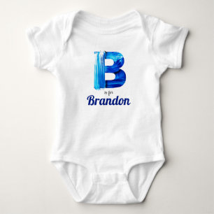 Body Para Bebé Brandon Nombre Revelar Letra Boy Paint Azul Recién