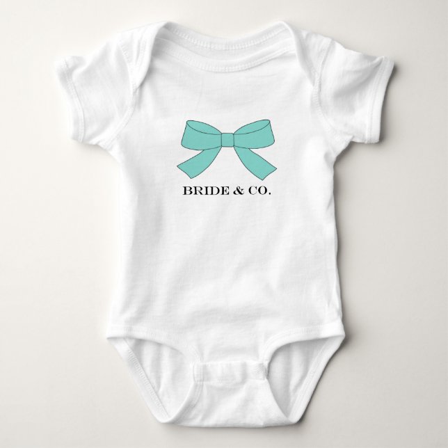Body Para Bebé BRIDE Verde azulado Blue Bow Tutu Shower Fiesta (Anverso)