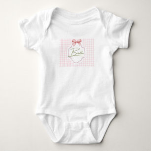 Body Para Bebé Brielle Baby Nursery Bow&Gingham Personalizado