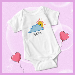 Body Para Bebé Brillo del sol y nubes personalizado
